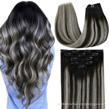 Top selling No any split ends Clip in Human Remy Hair Extensions 7pcs Straight Natural Real Hair Clip in Hair Extensions